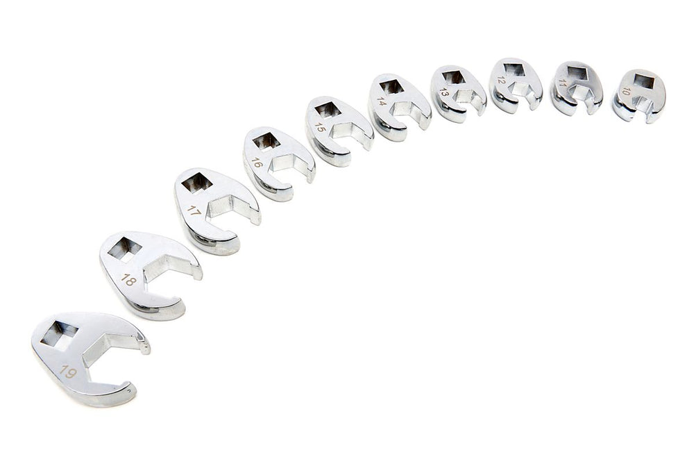 Llaves de pata de gallo Stahlkaiser de 10 piezas métricas con conexión de 3/8 pulgadas de 10 a 19 mm. nuevo — Nuevo