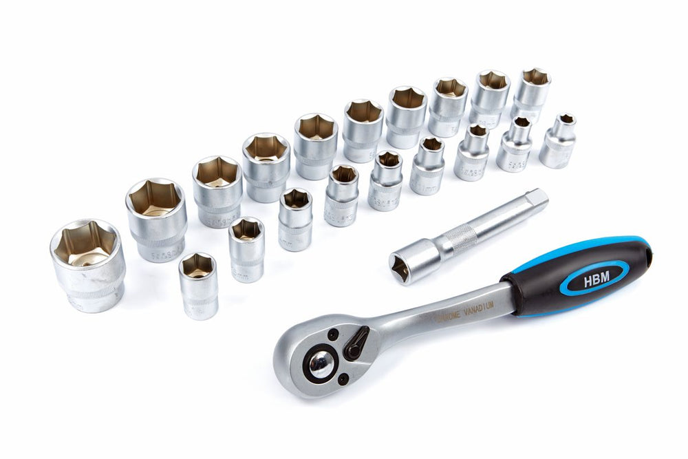 HBM 1/2 pulgada Llave de reacción profesional incluyendo 19 sockets y extensión nuevo — Nuevo