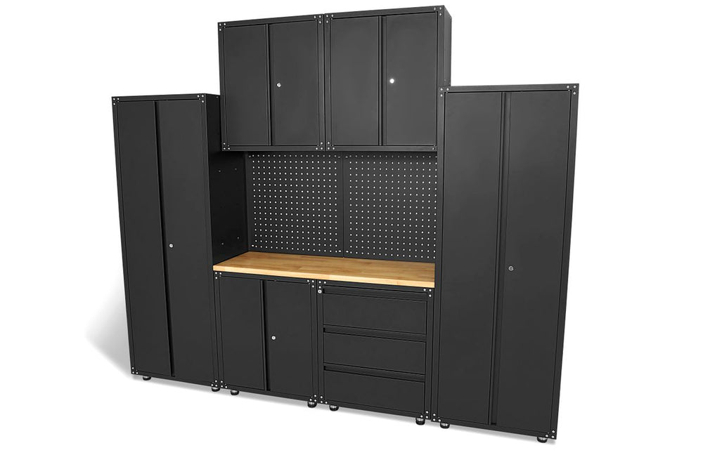 Sistema de taller modular premium HBM, 9 piezas, negro mate, modelo 2 nuevo — Nuevo