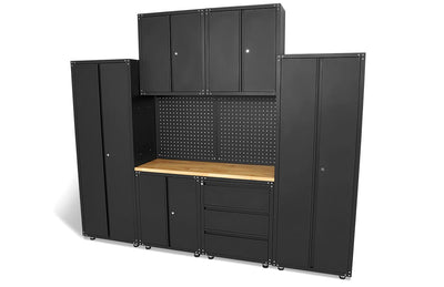 Sistema de taller modular premium HBM, 9 piezas, negro mate, modelo 2 nuevo — Nuevo