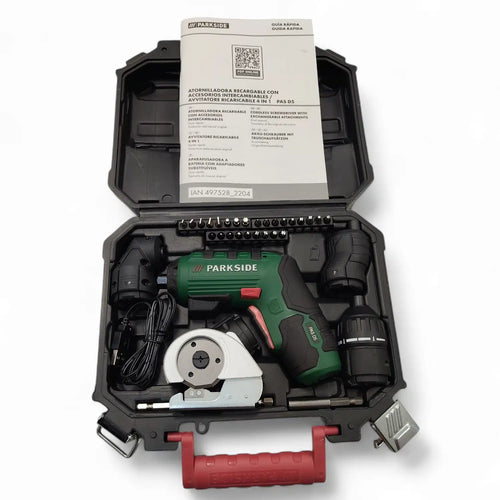 ATORNILLADORA DE BATERIA PARKSIDE PAS D5+MALETIN, CARGADOR Y ACCESORIOS de segunda mano · Atornilladores — Como nuevo
