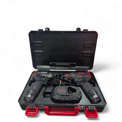 KIT ATORNILLADOR PROFESIONAL 12V + LLAVE DE IMPACTO KRESS 2 BATERIAS Y CARGADOR + MALETIN DE TRANSPORTE de segunda mano · Atornilladores — Como nuevo