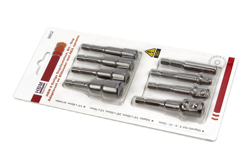 Conjunto de 8 llaves de casquillo HBM, conjunto de adaptadores de bits y portabits con conexión Hex nuevo — Nuevo