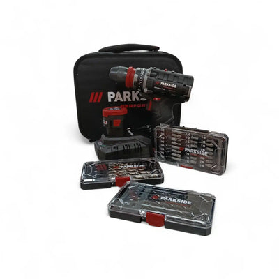 ATORNILLADOR A BATERIA PARKSIDE BRUSHLESS NEGRO + 2 BATERIAS + BROCAS Y PUNTAS + MALETIN de segunda mano · Atornilladores — Como nuevo
