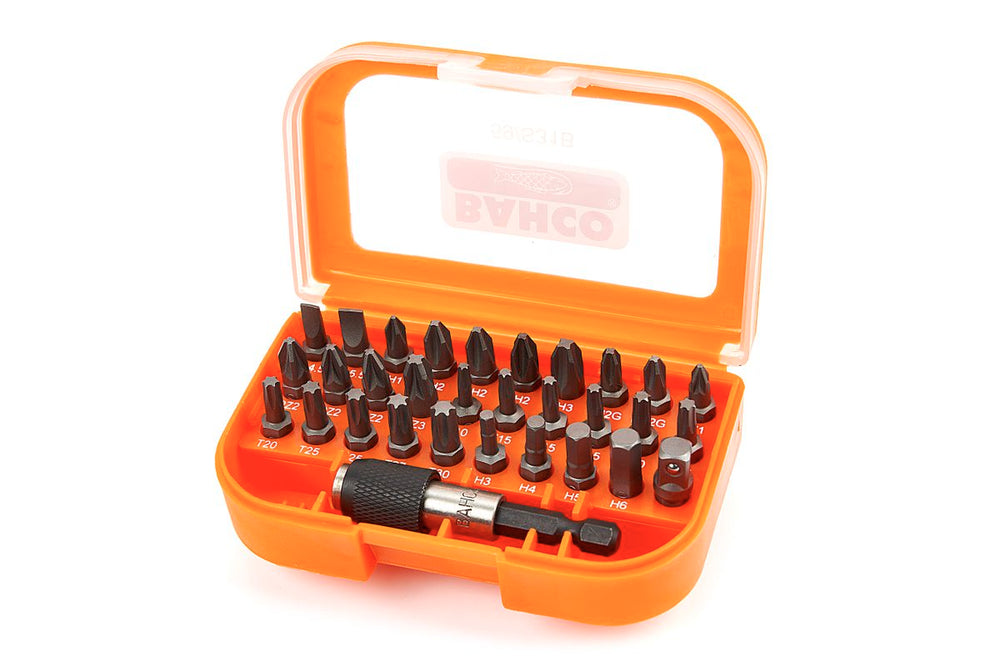 Juego de bits Bahco para ranurado, Phillips, Pozidriv, Torx 31 piezas nuevo — Nuevo