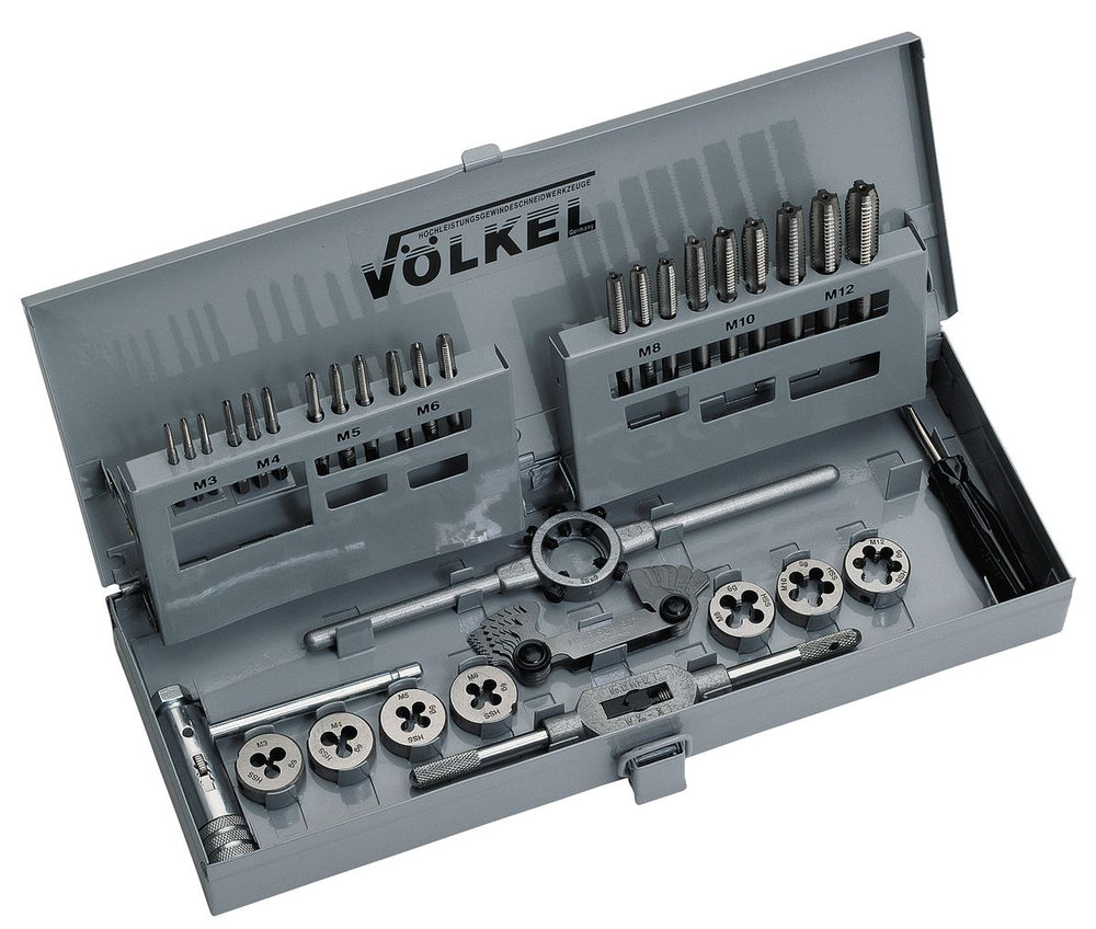 Volkel Juego de machos y placas de corte M3 - 12, 31 piezas nuevo — Nuevo