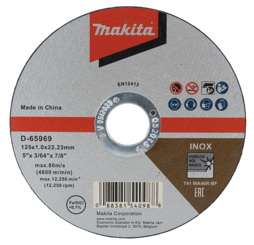 Discos de corte Makita 125 mm 12 Piezas en Lata D-65969-12 nuevo — Nuevo