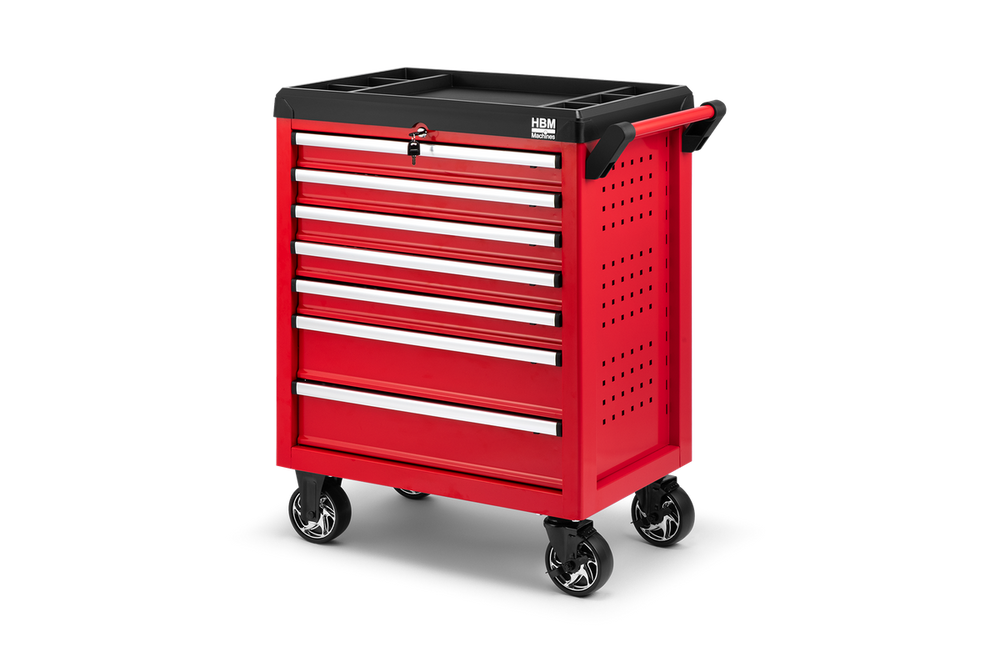 HBM carro de herramientas completo, 154 piezas, rojo nuevo — Nuevo