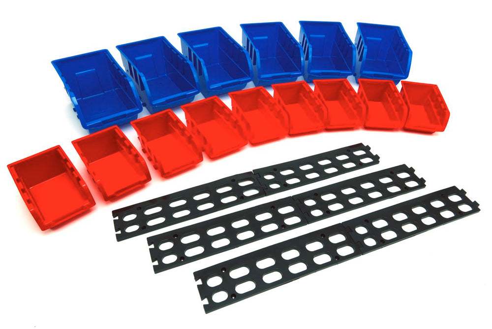 HBM 15 piezas de contenedores de almacenamiento, conjunto de cajas apilables con rieles de suspensión para montaje en pared nuevo — Nuevo