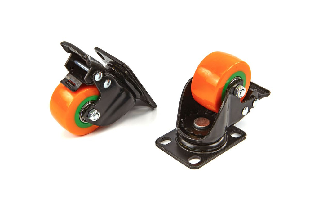 Rueda giratoria HBM con base y freno de 50 mm, 80 kg, 4 piezas nuevo — Nuevo