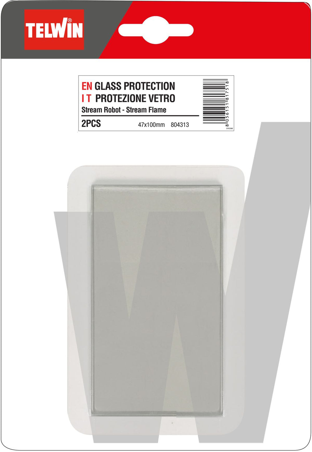 Telwin cristal protector interior 47x100 mm, 2 unidades nuevo — Nuevo