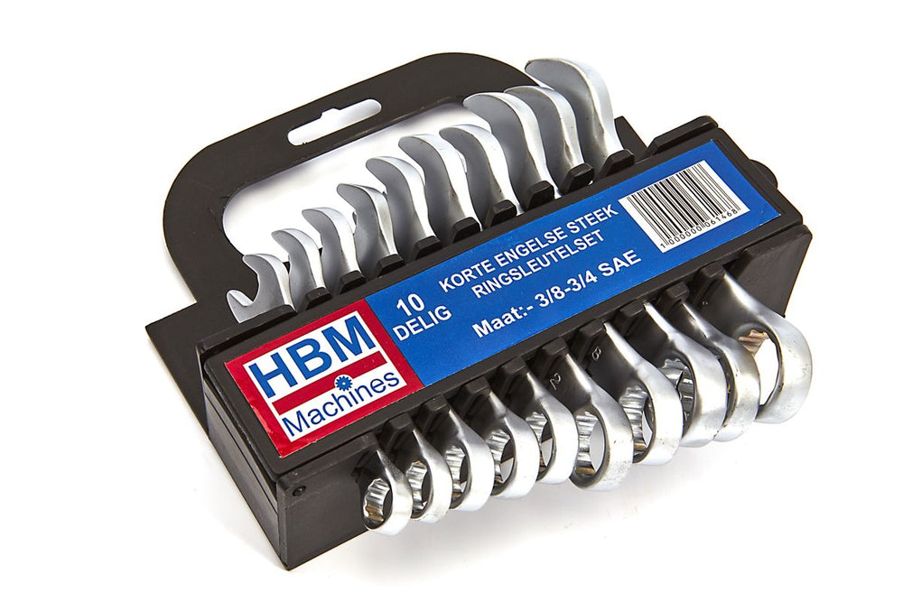 Conjunto de llaves de boca cortas inglés HBM de 10 piezas nuevo — Nuevo