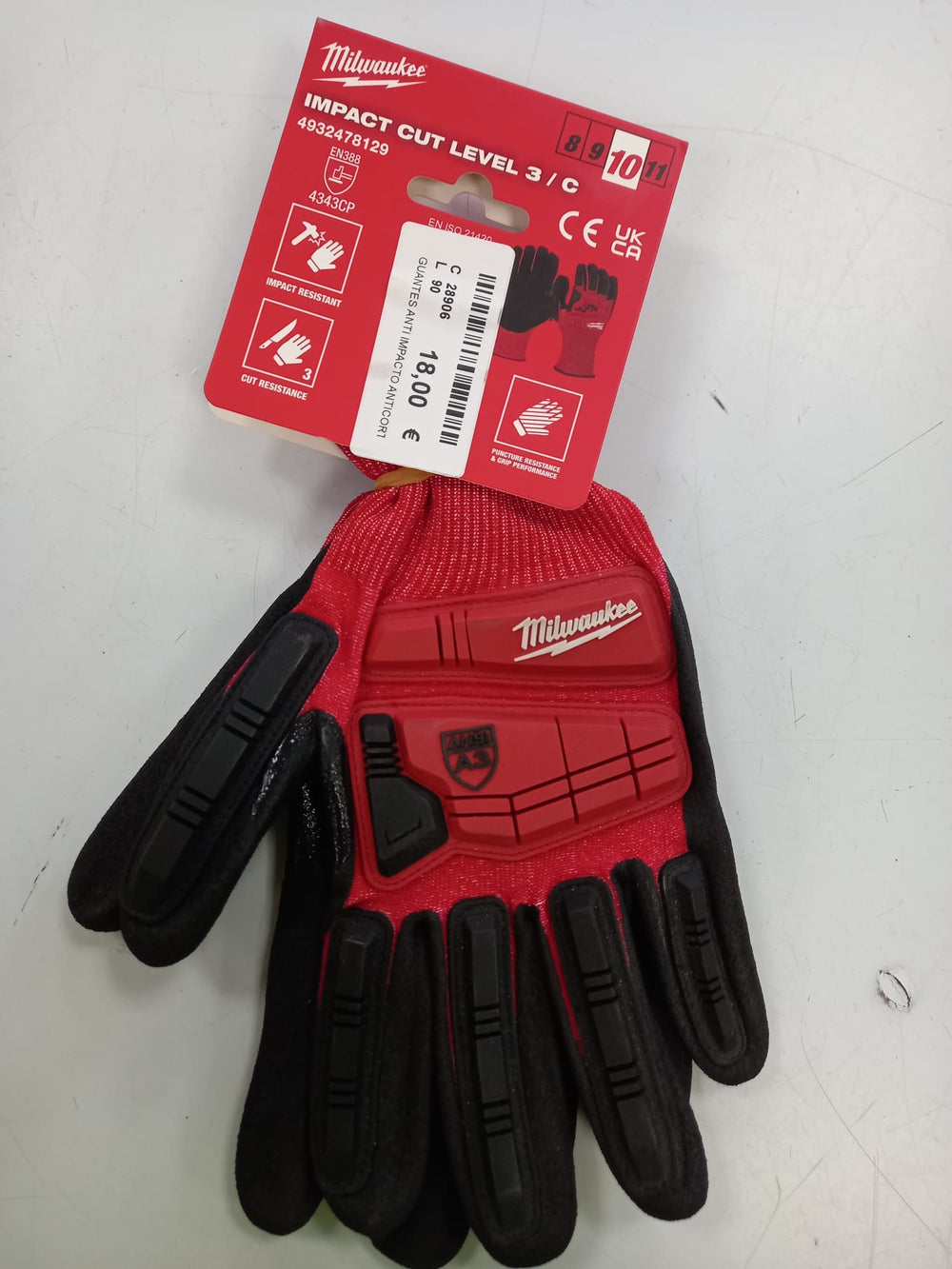 GUANTES ANTI IMPACTO ANTICORTE MILWAUKEE TALLA 10/XL IMPACT CUT LEVEL 3/C de segunda mano · Atornilladores — Bueno