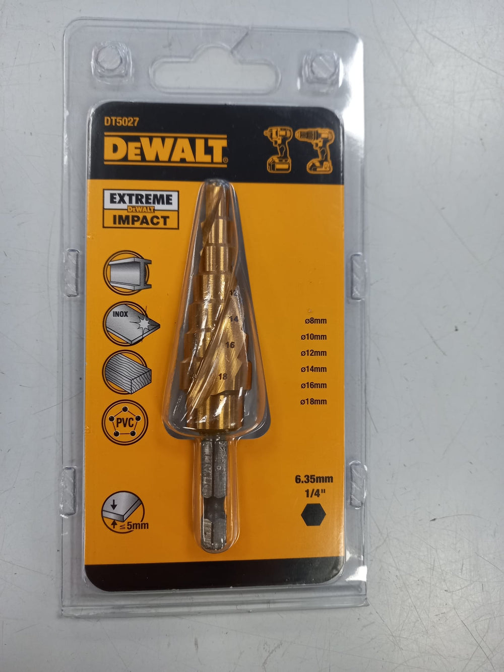 DEWALT BROCA 25MM ESCALONADA CONICA TITANIO de segunda mano — Bueno
