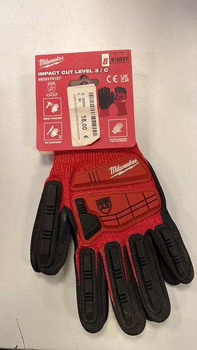 GUANTES ANTI IMPACTO ANTICORTE MILWAUKEE TALLA 8/M IMPACT CUT LEVEL 3/C de segunda mano · Atornilladores — Bueno