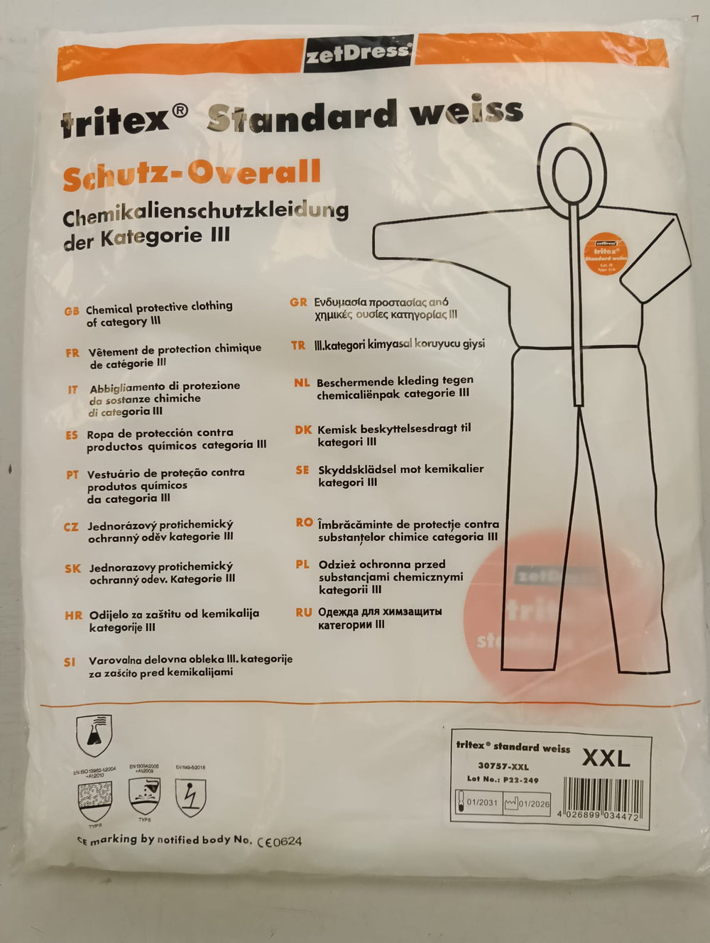 TRAJE PROTECCION PRODUCTOS QUIMICOS TRITEX T.XXL de segunda mano — Bueno