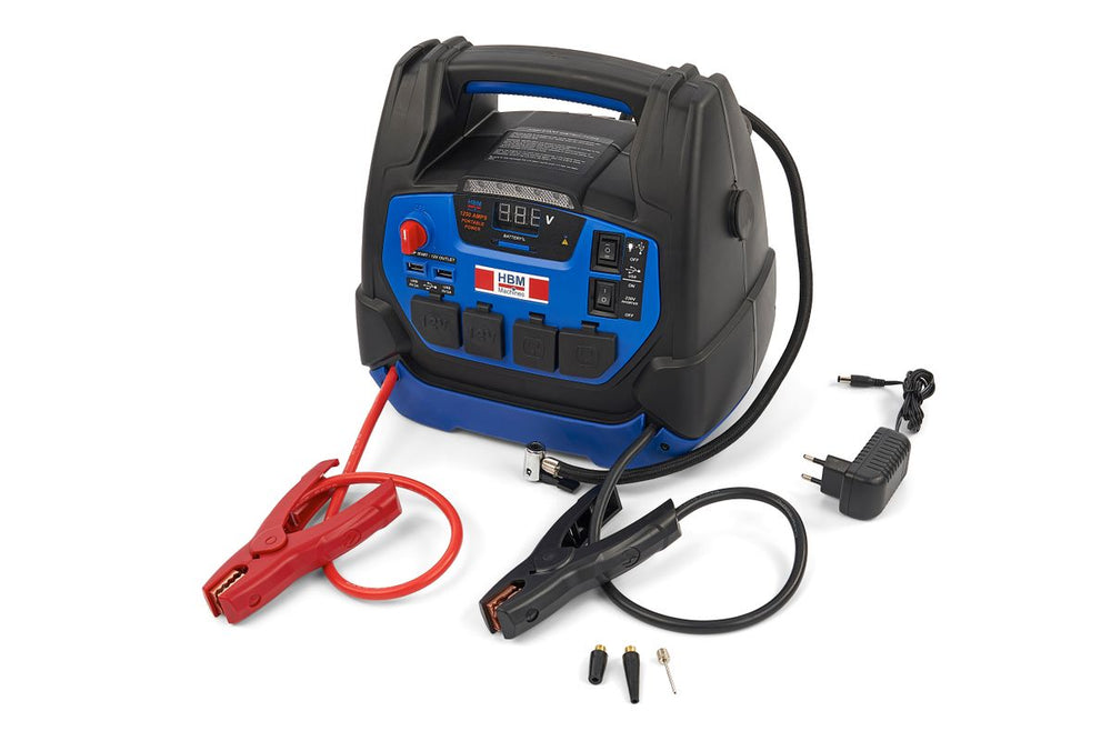 HBM Arrancador de coche, Booster de batería, 12/230 Voltios, 21 Ah nuevo — Nuevo