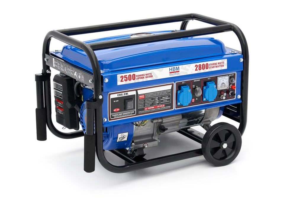HBM generador con motor de gasolina de 208 cm³, 2×230V 2800W nuevo — Nuevo