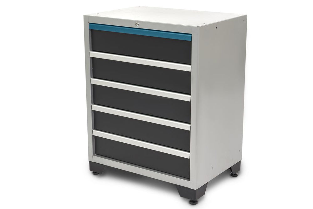 Armario de herramientas profesional HBM 5 Cajones Deluxe para la organización del taller negro azul nuevo — Nuevo