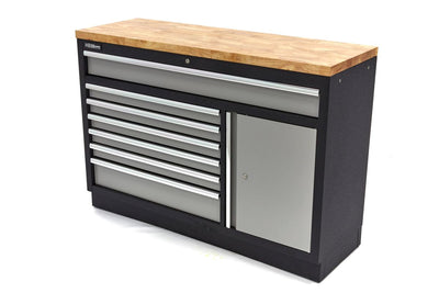 HBM 7 Cajones 136 Cm. Armario de herramientas profesional, banco de trabajo con puerta para equipamiento de talleres nuevo — Nuevo