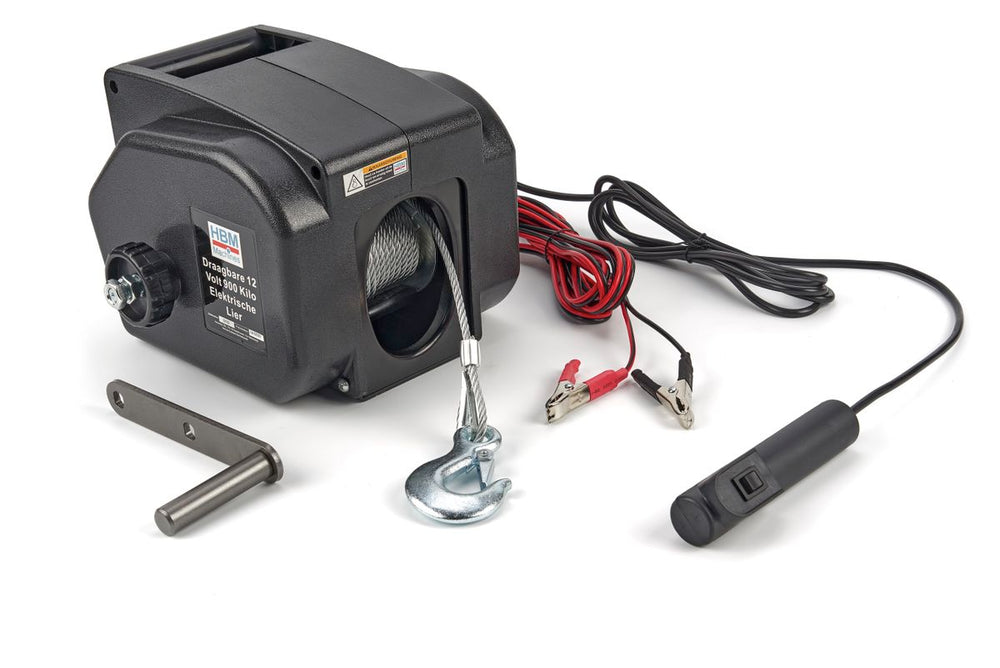 Winch eléctrica portátil HBM 12 Volt 900 kg nuevo — Nuevo