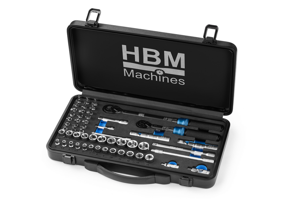Juego de llave de torque HBM de 55 piezas, 1 1/4 y 3/8 pulgadas, 1 - 5 y 10 - 60 Nm nuevo — Nuevo
