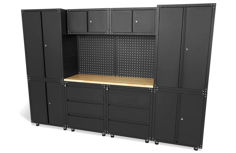 Sistema de taller modular premium HBM, 11 piezas, negro mate nuevo — Nuevo