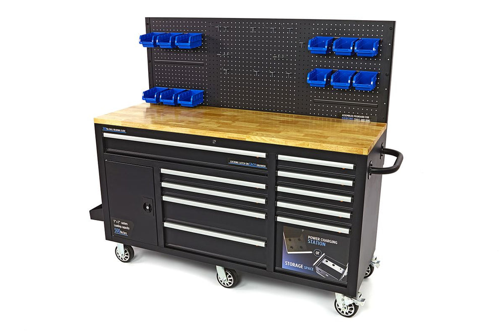 HBM banco de trabajo de 158 cm con 10 cajones y puerta - Negro nuevo — Nuevo