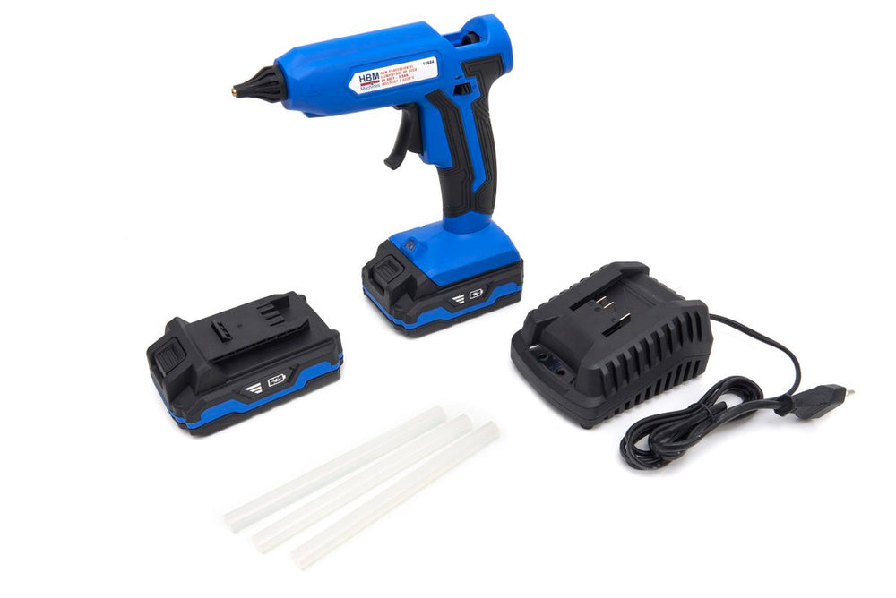 HBM Pistola de pegamento profesional a batería 20 Volt - 2,0AH incluyendo 2 baterías nuevo — Nuevo