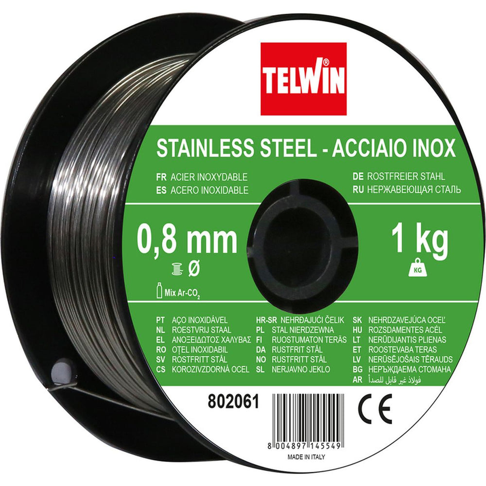 Alambre de soldadura de acero inoxidable Telwin 0.8 mm 1 kg nuevo — Nuevo