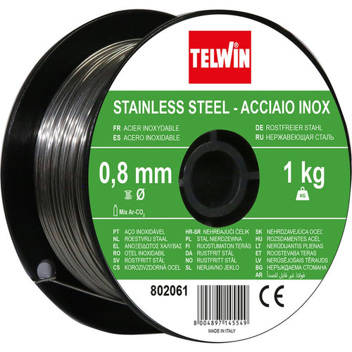 Alambre de soldadura de acero inoxidable Telwin 0.8 mm 1 kg nuevo — Nuevo