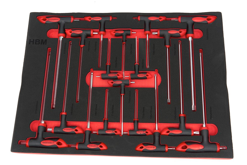 HBM Set de 18 T-Greps Inlay de Espuma para Carro de Herramientas HBM nuevo — Nuevo
