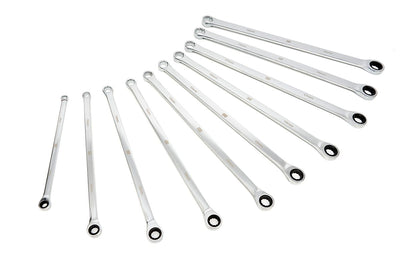 Set de llaves de anillo extra largas HBM de 10 piezas profesionales con cabeza fija y función de trinquete de 8 - 19 mm nuevo — Nuevo