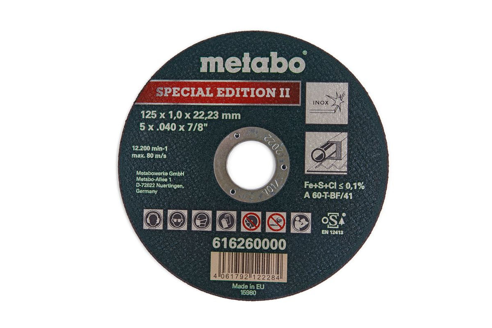 Metabo 125 x 1 mm. Disco de corte para acero inoxidable - Edición Especial Ii nuevo — Nuevo