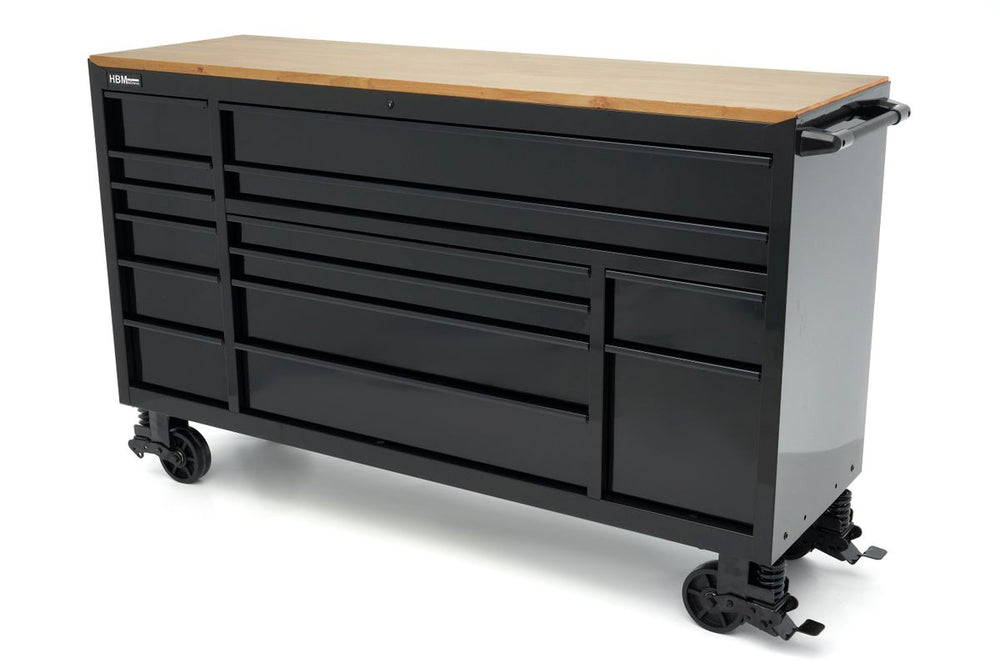 Carro de herramientas HBM, 14 cajones, 182 cm, negro nuevo — Nuevo