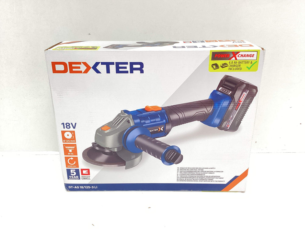 Radial Dexter Dt-ag 18/125-3 li de segunda mano · Amoladoras — Revisado