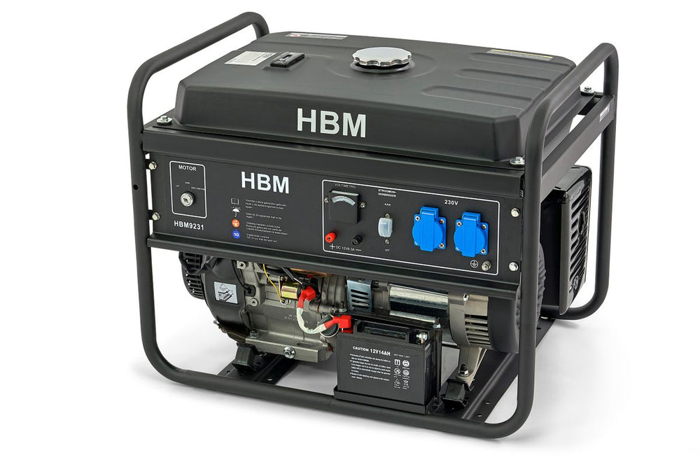 HBM generador con motor de gasolina Ohv de 390 cm³ 2×230V/12V 5500W nuevo — Nuevo
