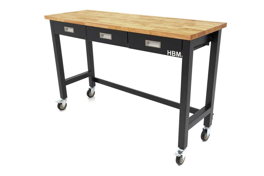 Banco de trabajo profesional HBM de 152 cm con 3 cajones y superficie de trabajo de madera maciza nuevo — Nuevo