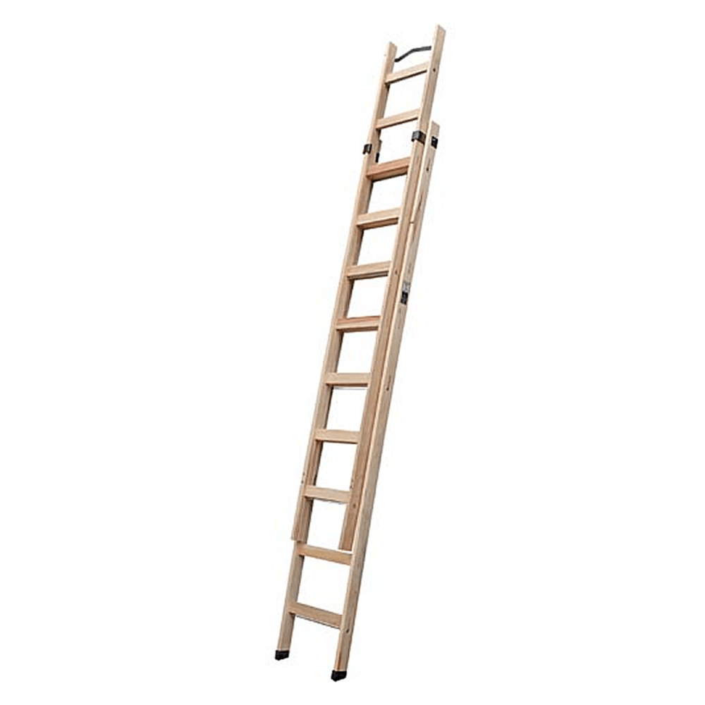 Escalera de madera extensible Arizona con patas regulables de 12 peldaños