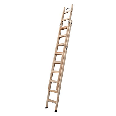 Escalera de madera extensible Arizona con patas regulables de 12 peldaños