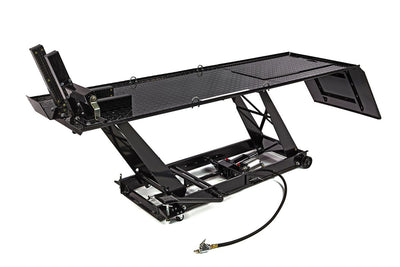 Mesa elevadora de motor HBM 450 kg - hidráulica, neumática, con pinza de rueda delantera de lujo, negra nuevo — Nuevo