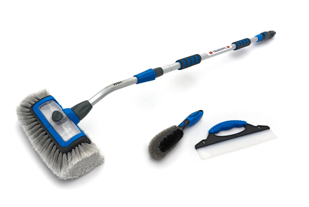 Set de Limpieza de Auto de 3 Piezas / Set de Cepillos HBM con Mango Telescópico nuevo — Nuevo
