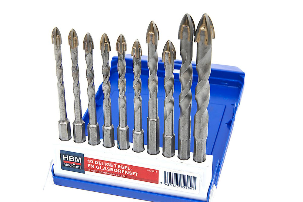 Conjunto de brocas para azulejos y vidrio HBM de 10 piezas nuevo — Nuevo