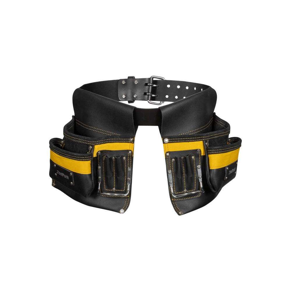 Cinturón de herramientas industriales ToolPack, 2 fundas desmontables, cinturón de cuero ajustable, hebilla de metal nuevo — Nuevo