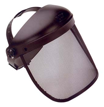 Pantalla facial con visor de malla metálica