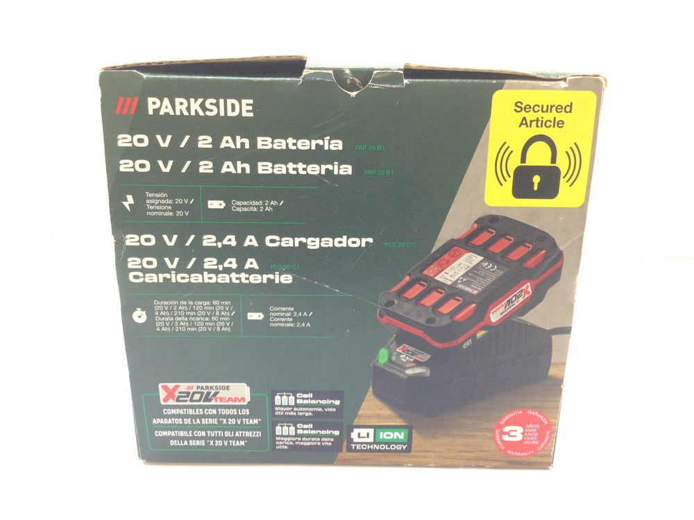 Bateria Parkside Pack Batería 20v 2ah + Cargador 20v 2.4a Serie x 20v Team de segunda mano · Baterías — Como nuevo