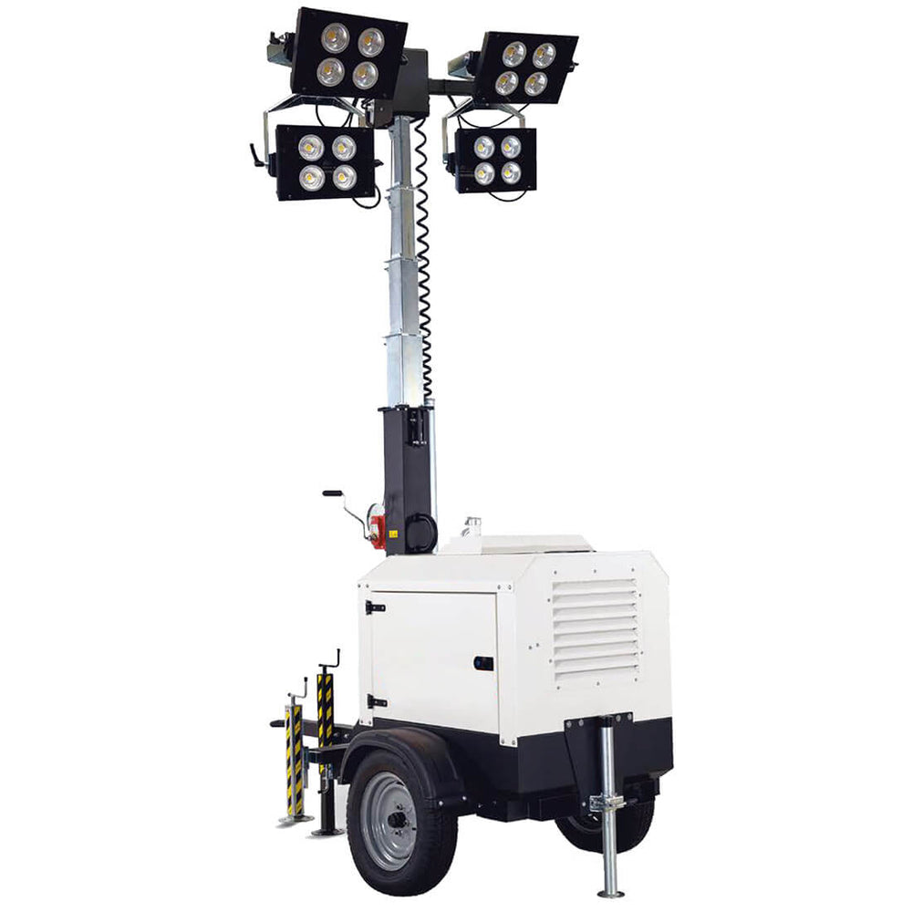Torre de iluminación 4 focos LED con remolque